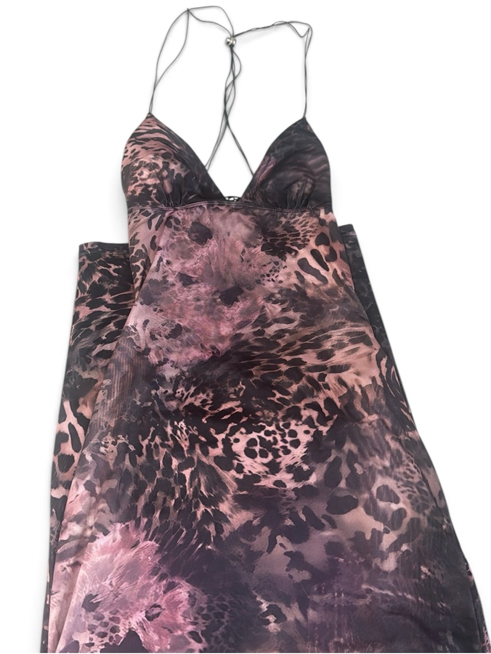 Women's Pink & Black leopard design long dress